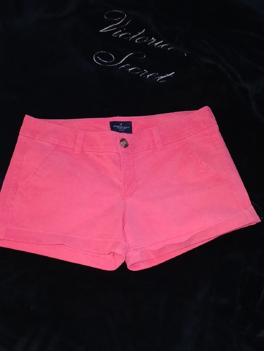 American Eagle Outfitters Coral Pink High-Waist Cotton Shorts